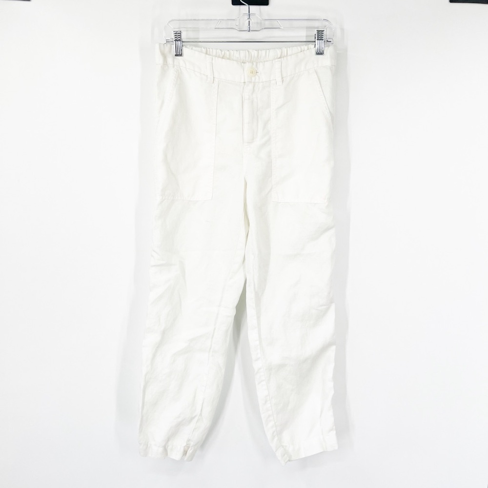 J. Crew High Rise Weekend Pants in Ivory Linen Blend